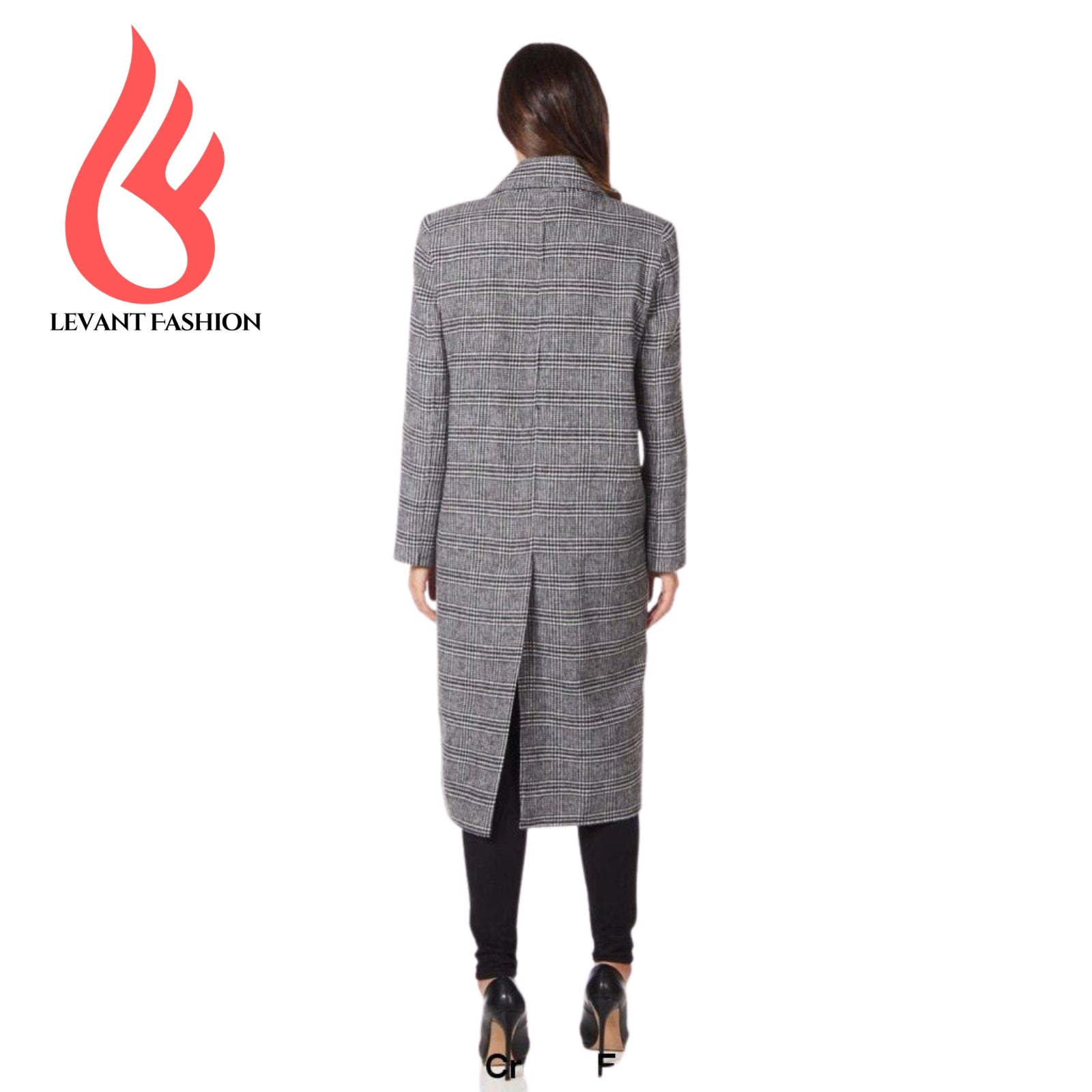 Levant Fashion Stylish Women's Prince Of Wales Check Wrap Long Coat