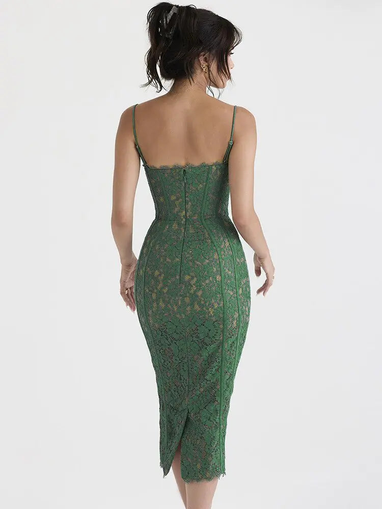 Levant Elegant Backless Midi Dress