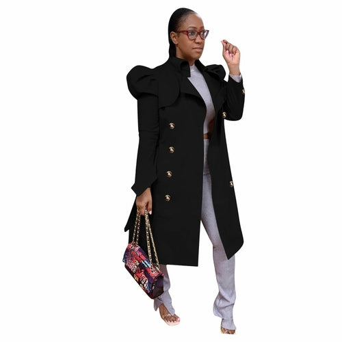Chic Puff Sleeve Trench Coat