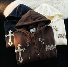 Levant Cross Embroidery Hoodie