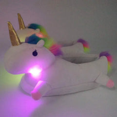 Levant Unicorn Plush Slippers with LED Light: Winter Indoor Warm Shoes