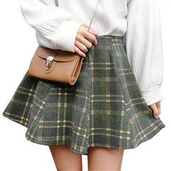 Levant Plaid Wool Skirt