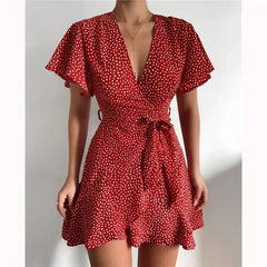 Levant Summer V-Neck Ruffle Women Dress