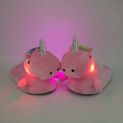 Levant Unicorn Plush Slippers with LED Light: Winter Indoor Warm Shoes