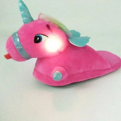 Levant Unicorn Plush Slippers with LED Light: Winter Indoor Warm Shoes