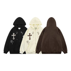 Levant Cross Embroidery Hoodie