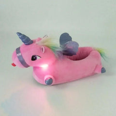 Levant Unicorn Plush Slippers with LED Light: Winter Indoor Warm Shoes