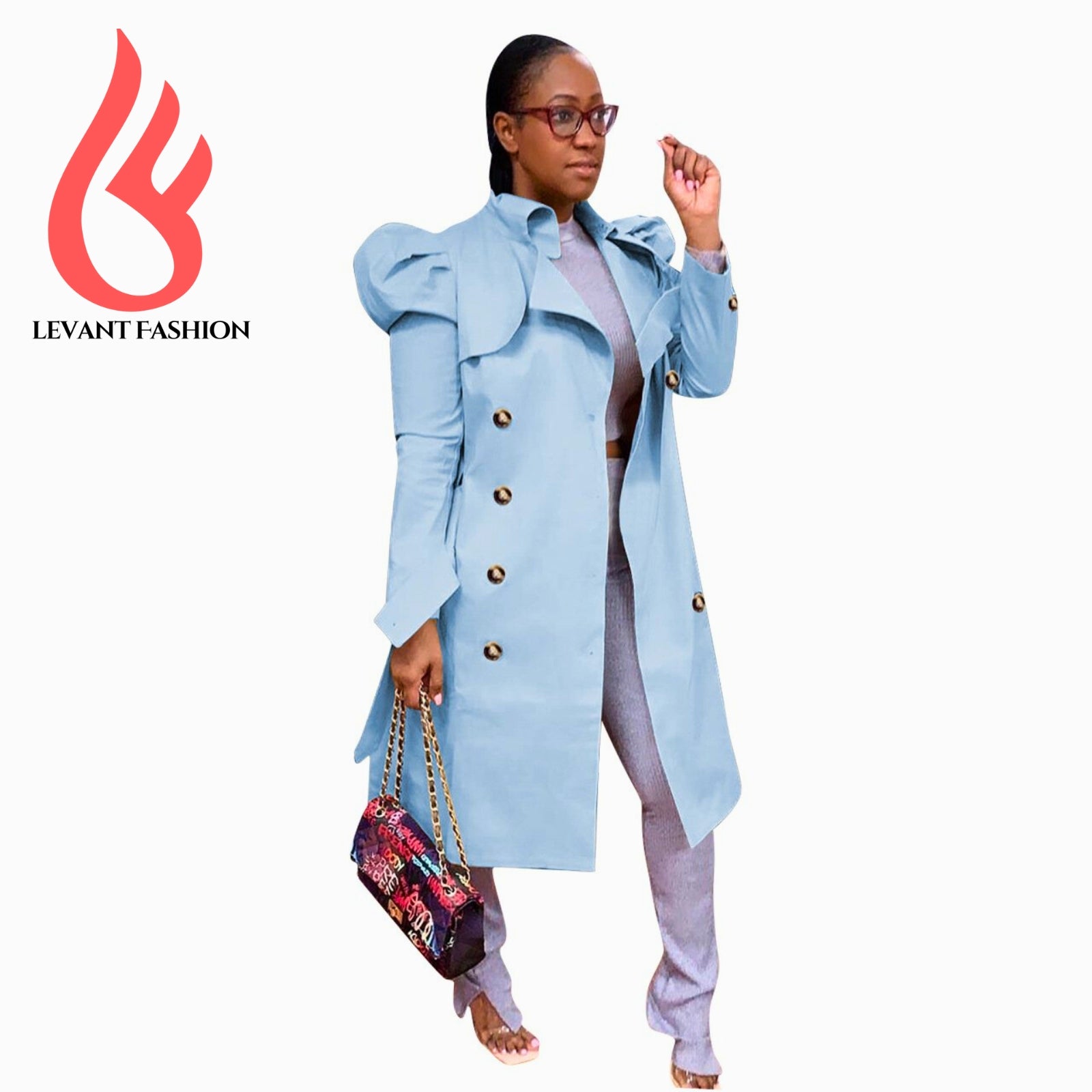 Chic Puff Sleeve Trench Coat