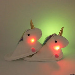 Levant Unicorn Plush Slippers with LED Light: Winter Indoor Warm Shoes