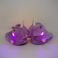 Levant Unicorn Plush Slippers with LED Light: Winter Indoor Warm Shoes