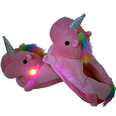 Levant Unicorn Plush Slippers with LED Light: Winter Indoor Warm Shoes