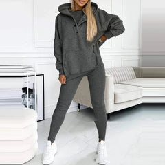 Levant Hoodie Vest Pants Set For Women