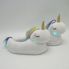 Levant Unicorn Plush Slippers with LED Light: Winter Indoor Warm Shoes