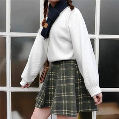 Levant Plaid Wool Skirt