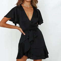 Levant Summer V-Neck Ruffle Women Dress