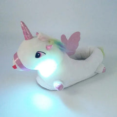 Levant Unicorn Plush Slippers with LED Light: Winter Indoor Warm Shoes