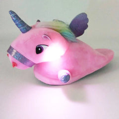 Levant Unicorn Plush Slippers with LED Light: Winter Indoor Warm Shoes