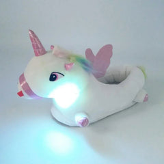 Levant Unicorn Plush Slippers with LED Light: Winter Indoor Warm Shoes