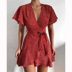 Levant Summer V-Neck Ruffle Women Dress